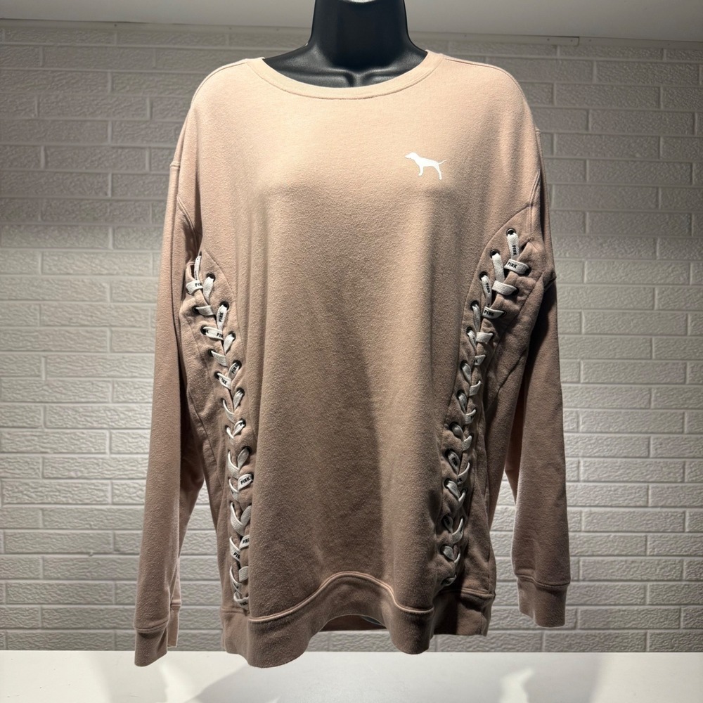 PINK Victoria's Secret‎ Sweatshirt Lace-Up Sides Pullover Long Sleeve